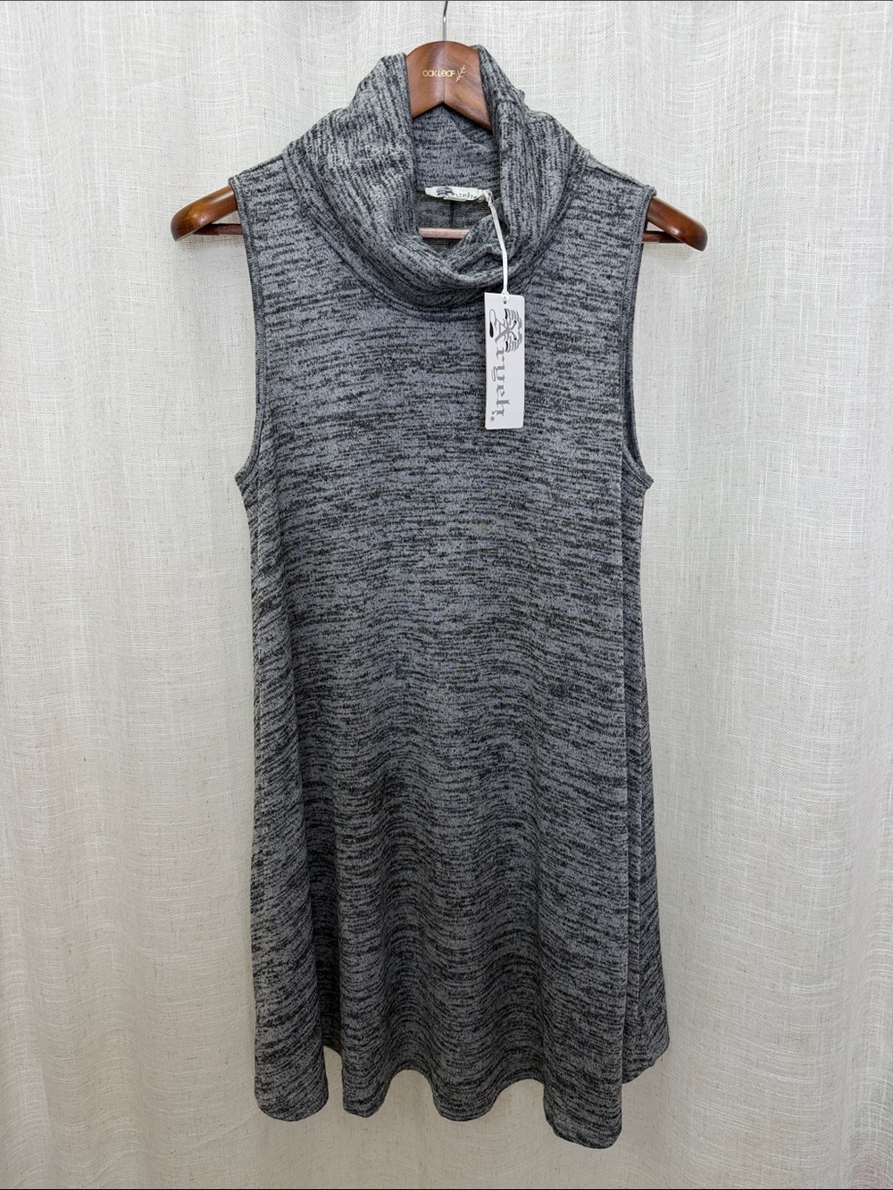 Aryeh Sleeveless Gray Cowl Neck Sweater Dress Size Large Brand New W/Tags